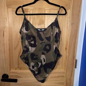 SHEIN Green and Brown Camouflage Bodysuit